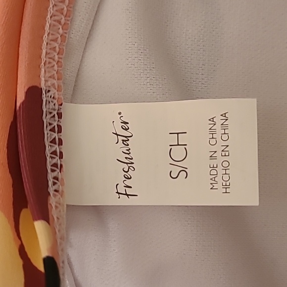 FRESHWATER WOMENS HIGH LEG HIGH WAIST PEACH FLORAL BATHING SUIT BOTTOMS SMALL - Picture 6 of 12